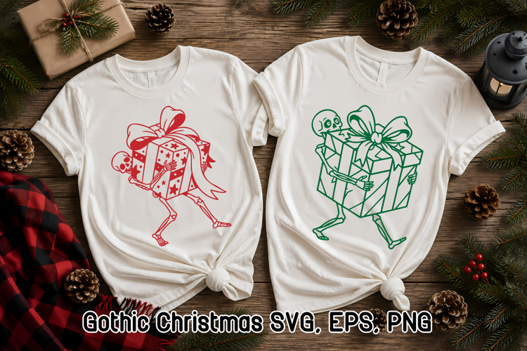 Gothic Christmas Skeleton SVG Design | Christmas Gift SVG