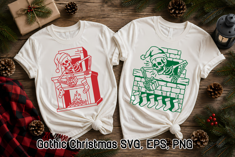 Gothic Christmas Skeleton SVG | Skeleton Gift Box SVG
