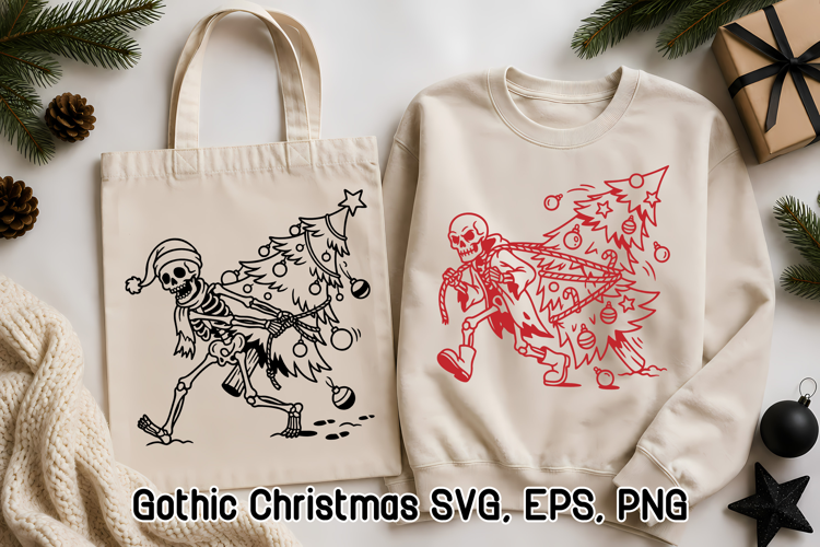 Gothic Christmas Skeleton SVG | Christmas Tree Skeleton SVG
