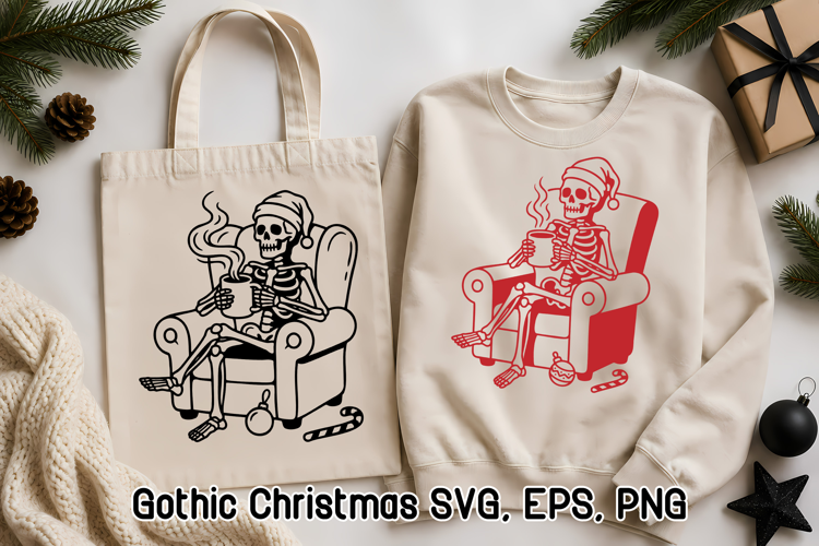 Gothic Christmas Skeleton SVG | Cozy Christmas SVG