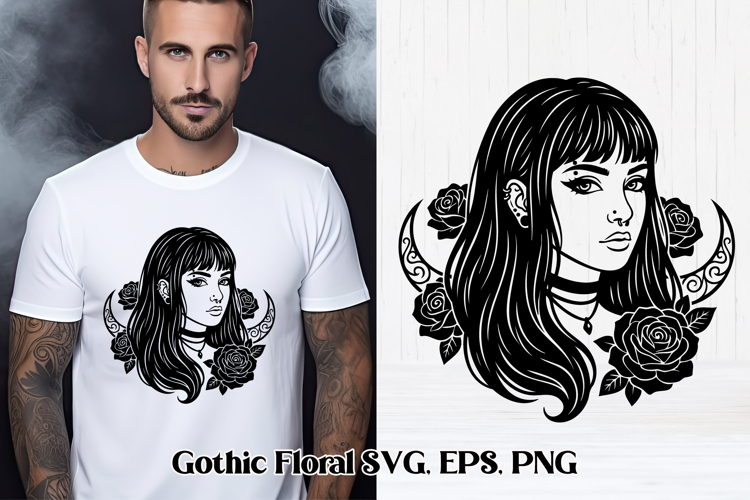 Gothic Floral SVG Design | Gothic Portrait SVG Design