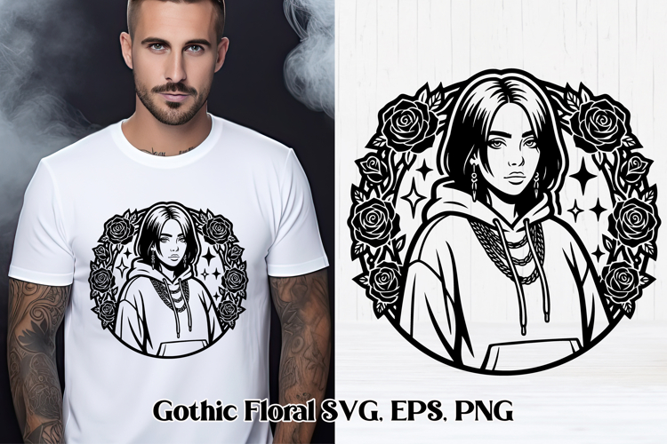 Gothic Floral SVG Design | Gothic Portrait SVG Design