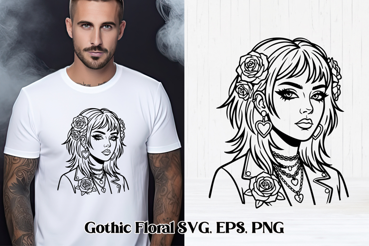 Gothic Floral SVG Design | Gothic Portrait SVG Design