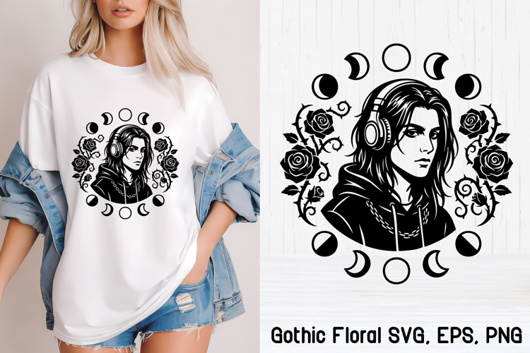 Gothic Floral SVG Design | Gothic Portrait SVG Design