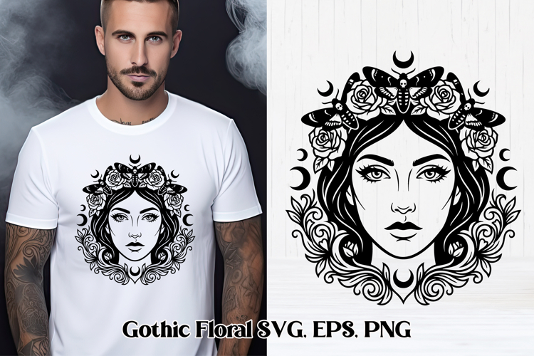 Gothic Floral SVG Design | Gothic Portrait SVG Design