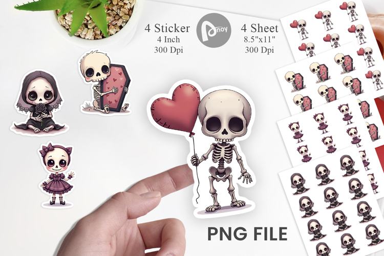 Gothic Cute Skeletons Sticker