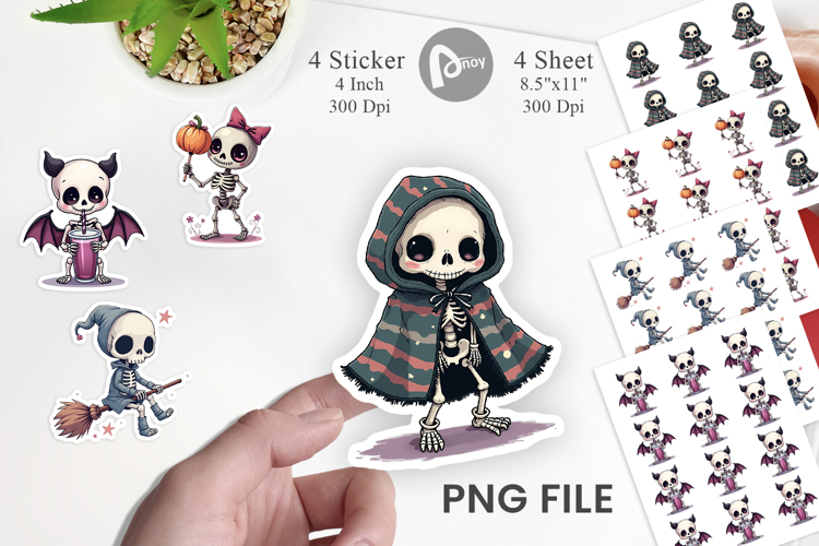 Gothic Cute Skeletons Sticker