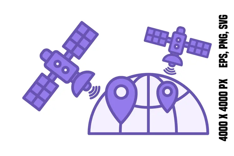 Purple GPS Satellite Navigation Icon
