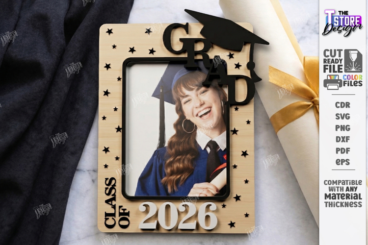 Graduation Mini Photo Frame Laser Cut | Class of 2026 | Grad example image 1