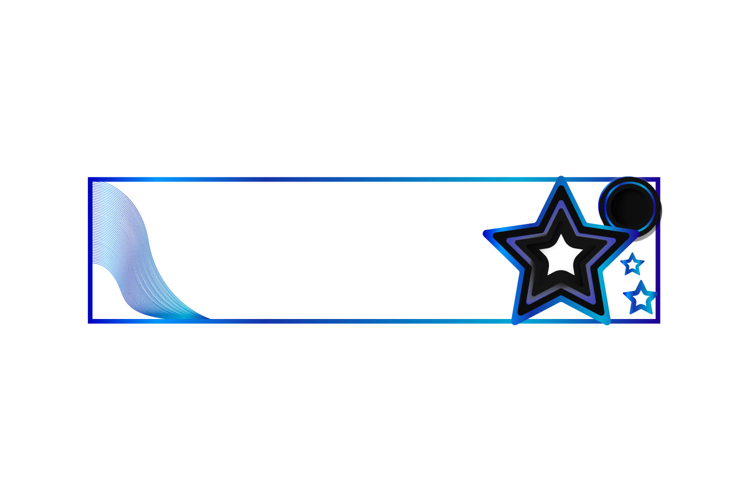 Gradient blue frame and border with stars shape horizontal