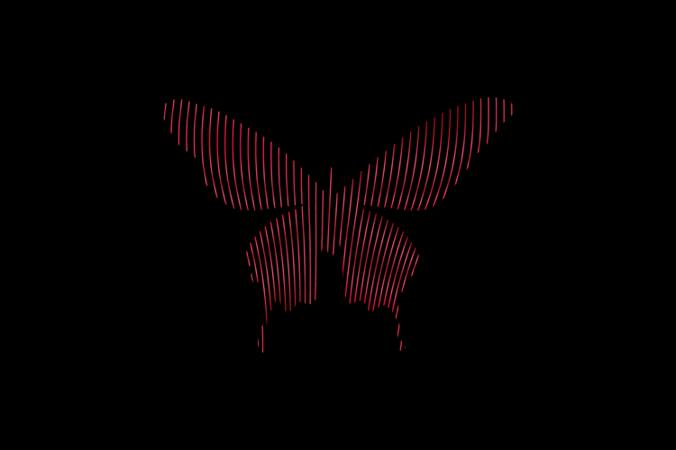 Gradient line art style butterfly character design example image 1