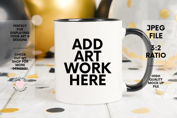 Graduation Mug Mock Up |Party 11oz Black Handle Mug Mock Up