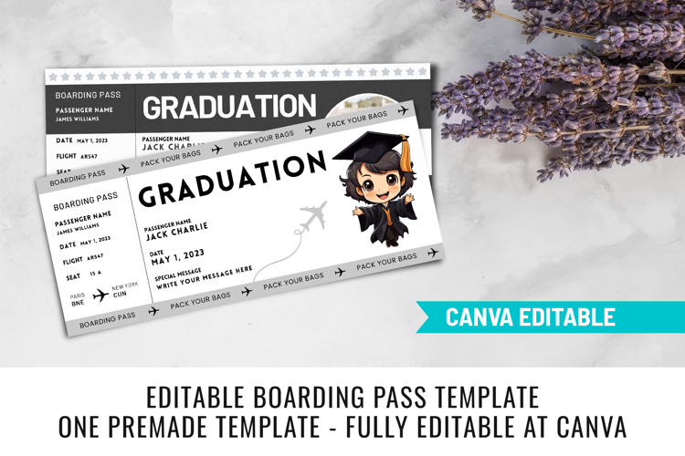 Graduation Boarding Pass CanvaTemplate