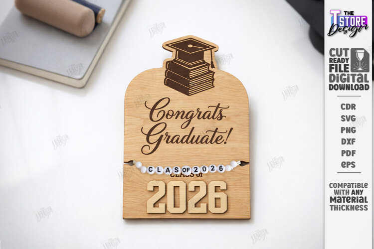 Graduation Bracelet Holder Laser Cut | Grad 2026 | Gift Idea example image 1