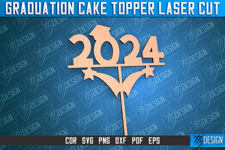 Graduation Cake Topper Laser Cut | Cake Topper Design | CNC example image 1