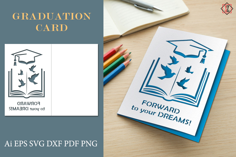 Graduation card with a book/ cut file