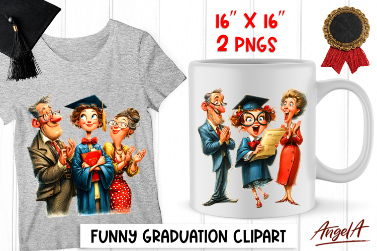Graduation clipart girl in graduation cap with family
