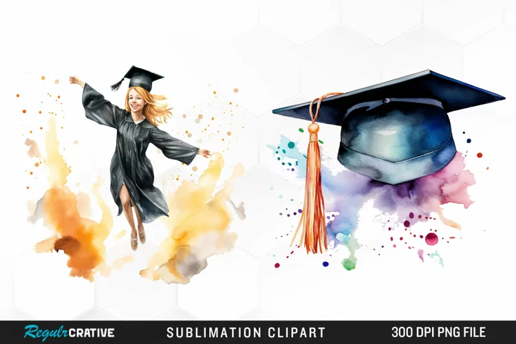 Graduation Clipart Watercolor Clipart Design