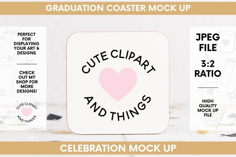 Graduation Coaster Mock Up | Celebration Coaster Mock Up example image 1