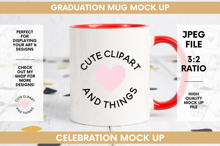 Graduation Mug Mock Up |Party 11oz Red Handle Mug Mock Up