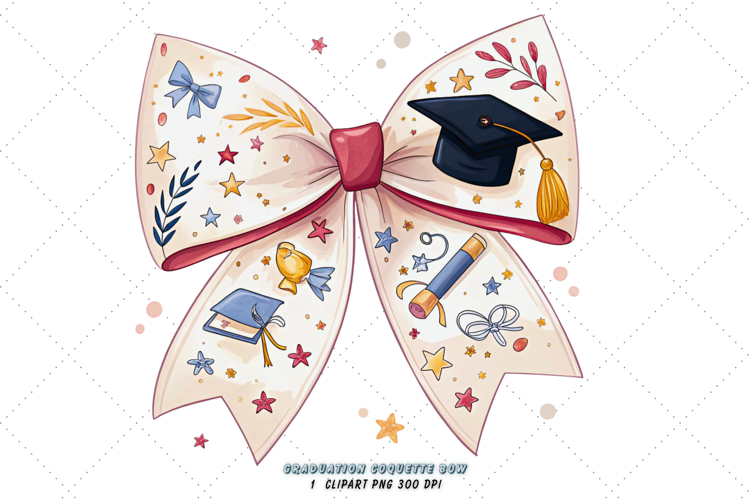 Graduation Coquette Bow Clipart, graduation cap bow