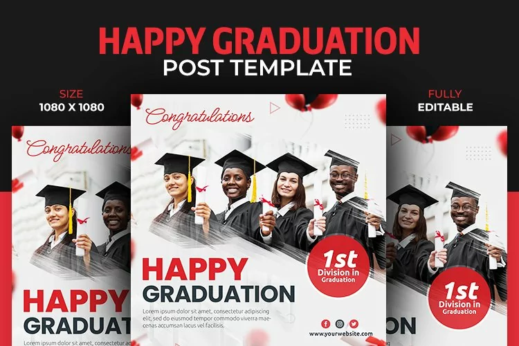 Happy Graduation Celebration Instagram Post Design Template