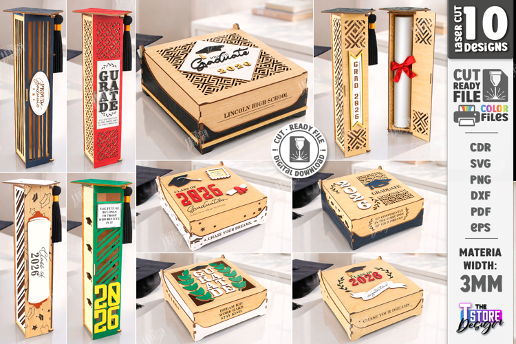 Graduation Memory Boxes Laser Cut Bundle | Class of 2026 SVG