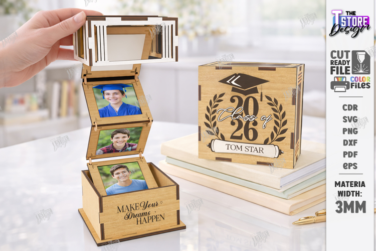 Graduation Photo Memory Box Laser Cut | Class of 2026 | CNC