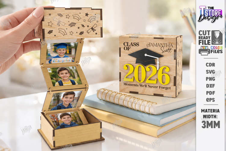 Graduation Photo Memory Box Laser Cut | Class of 2026 | CNC
