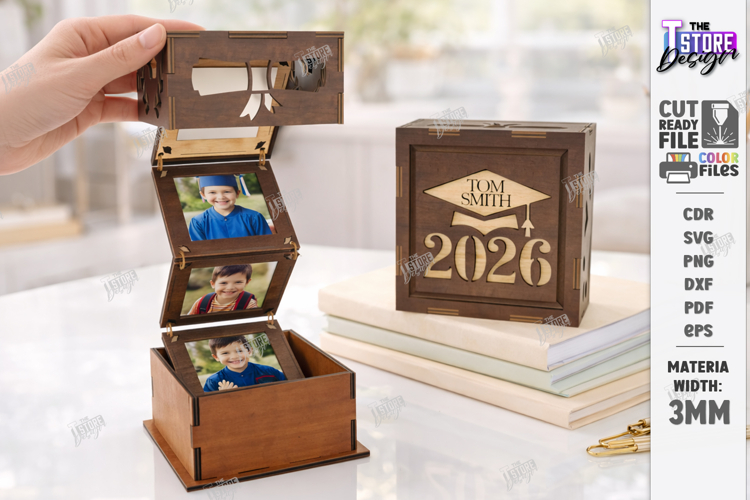 Graduation Photo Memory Box Laser Cut | Class of 2026 | CNC