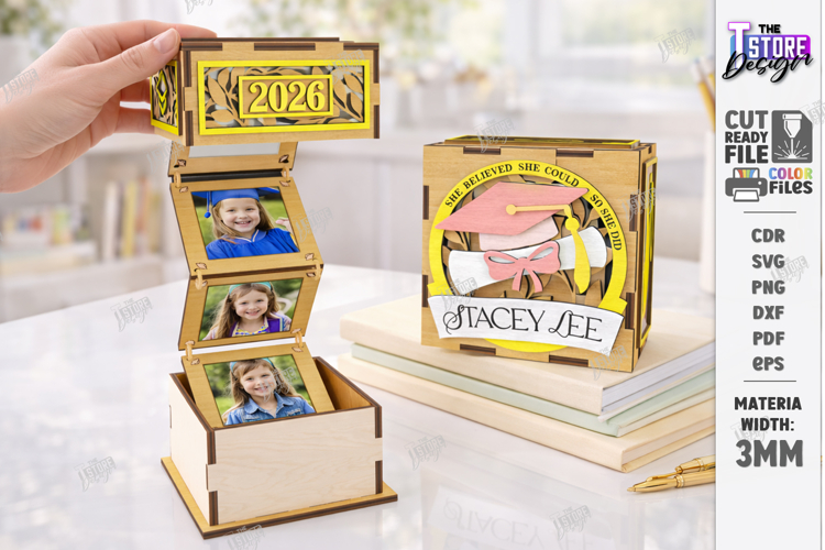 Graduation Photo Memory Box Laser Cut | Class of 2026 | CNC