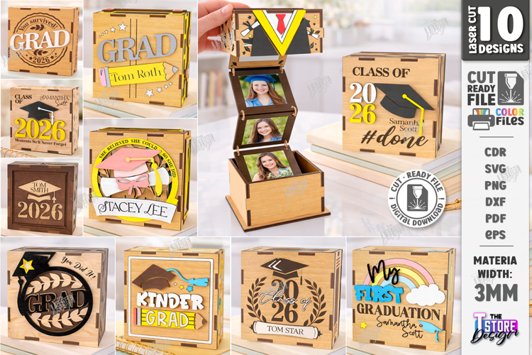 Graduation Photo Memory Box Laser Cut | Class of 2026 Laser