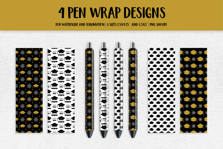 Graduation Hats Pen Wrap Sublimation or Waterslide PNG 015
