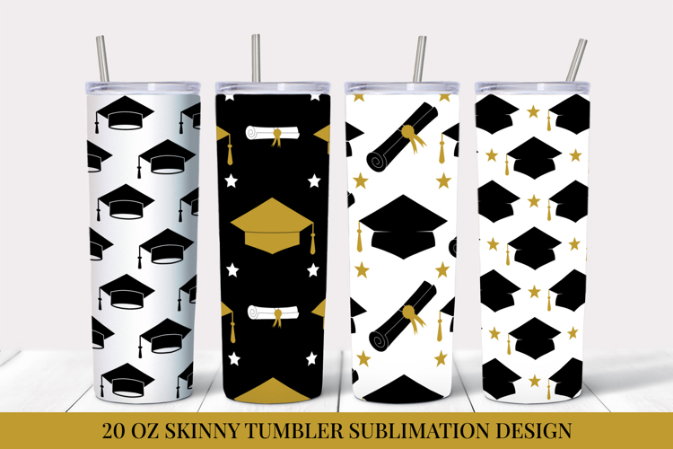 Graduation Hats Skinny Tumbler Wrap Sublimation Designs 14