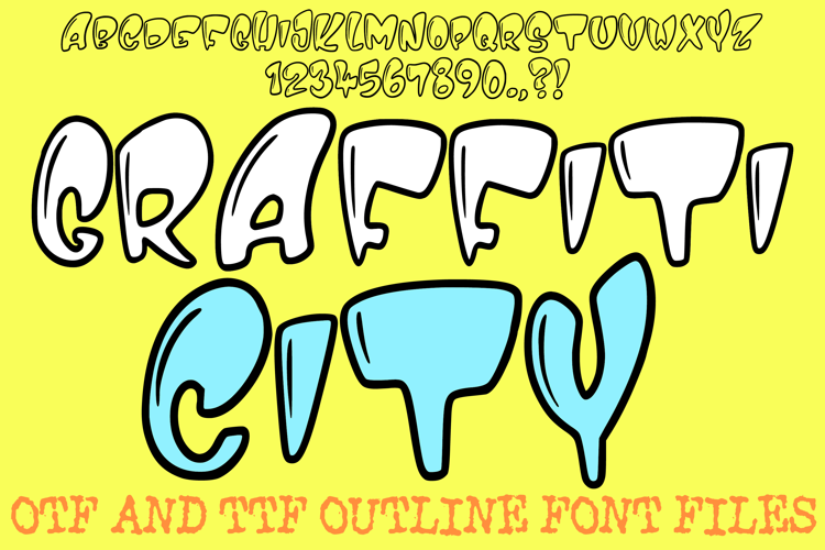 Graffiti City Alphabet Lettering Font Cartoon ABC OTF TTF