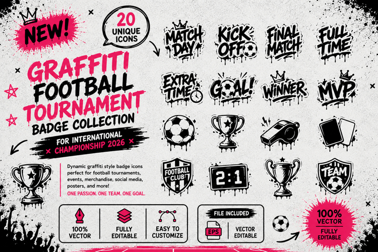 Graffiti Football Tournament Badge Collection