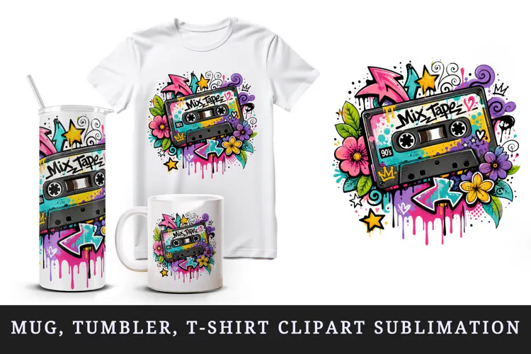 Graffiti tumbler, mug wrap, clipart sublimation design