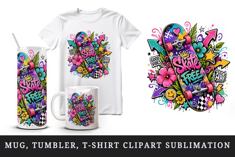 Graffiti tumbler, mug wrap, clipart sublimation design example image 1