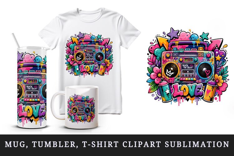 Graffiti tumbler, mug wrap, clipart sublimation design example image 1