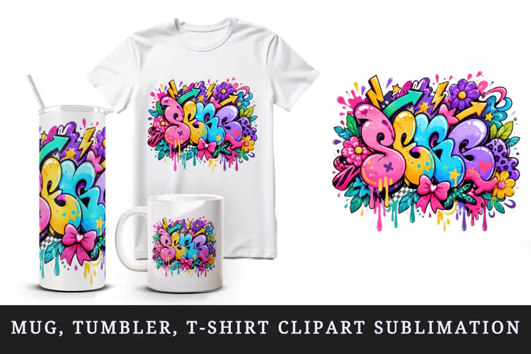 Graffiti tumbler, mug wrap, clipart sublimation design