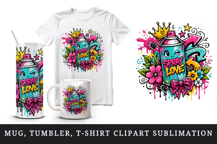 Graffiti tumbler, mug wrap, clipart sublimation design