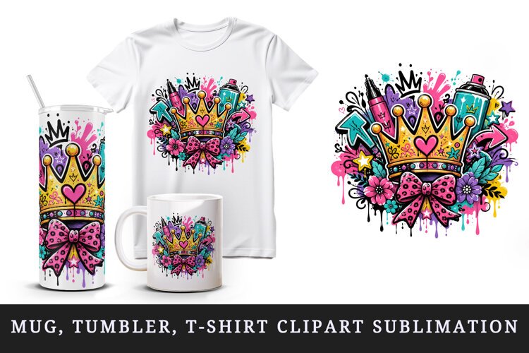 Graffiti tumbler, mug wrap, clipart sublimation design example image 1