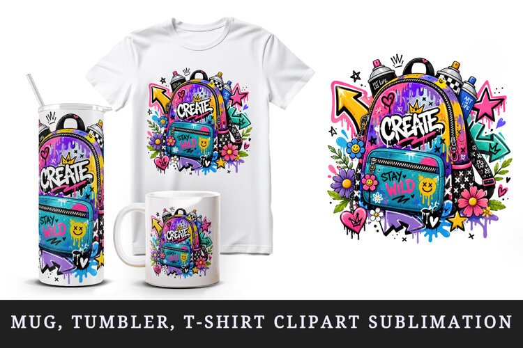 Graffiti tumbler, mug wrap, clipart sublimation design example image 1
