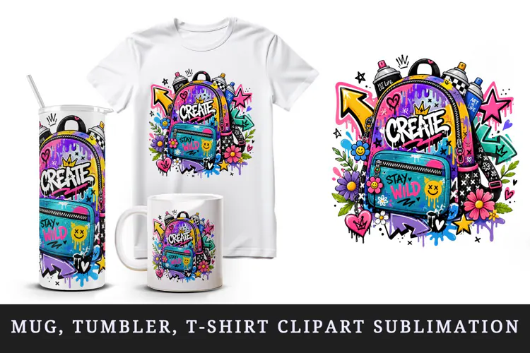 Graffiti tumbler, mug wrap, clipart sublimation design