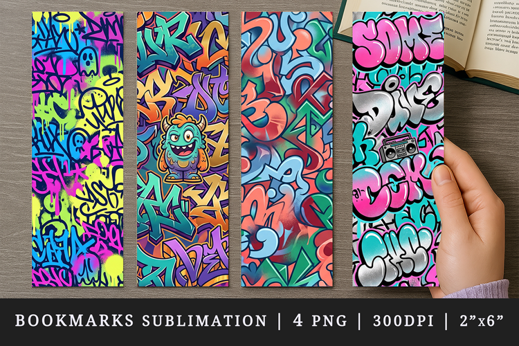 Graffiti bookmarks printable sublimation bookmark design