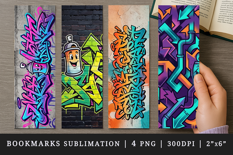 Graffiti bookmarks printable sublimation bookmark design
