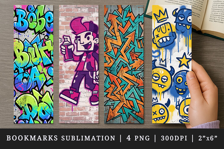 Graffiti bookmarks printable sublimation bookmark design example image 1