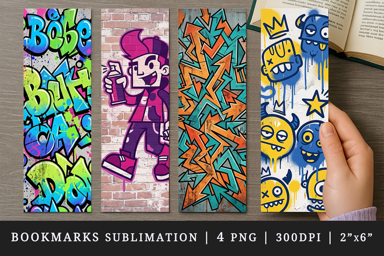 Graffiti bookmarks printable sublimation bookmark design