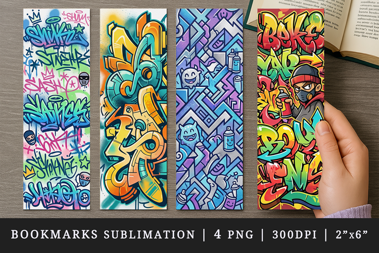 Graffiti bookmarks printable sublimation bookmark design