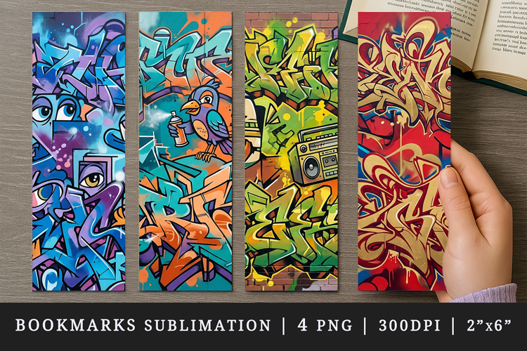 Graffiti bookmarks printable sublimation bookmark design